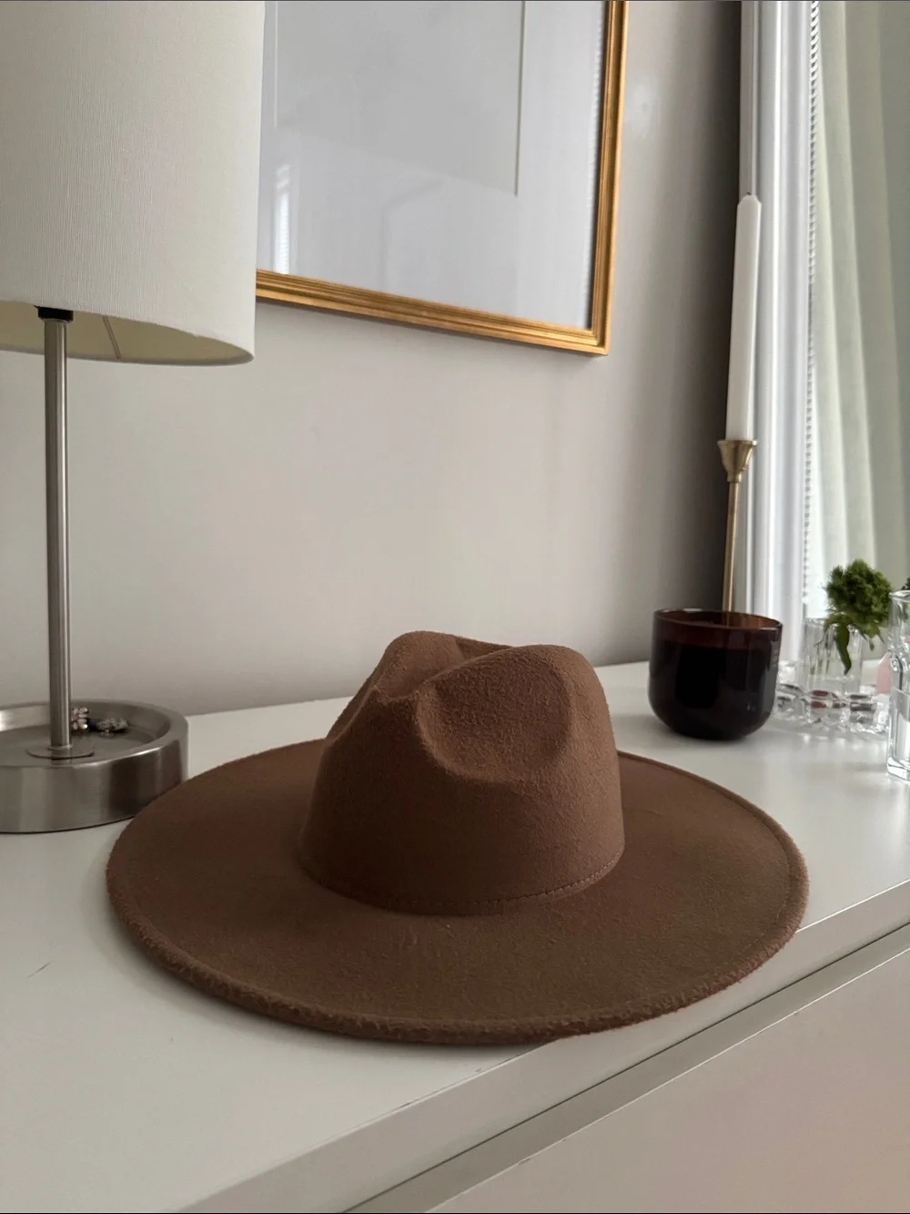 Wide Brim Brown Wool Fedora Hat
